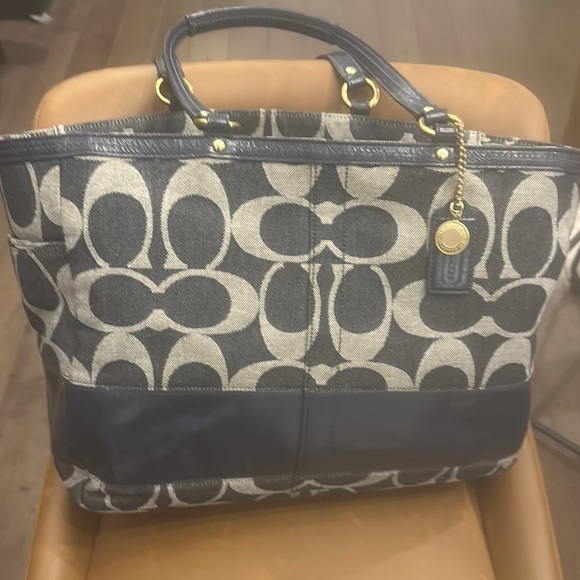 Coach Denim and Cream Diaper Bag with Signature Design - Picture 1 of 6
